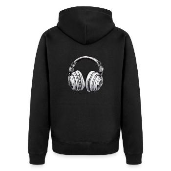 Kopfhörer / Audio / Musik / Klang / Studio / cool - Unisex Premium Bio Zip Hoodie - Schwarz - Hinten - Nico (187cm)