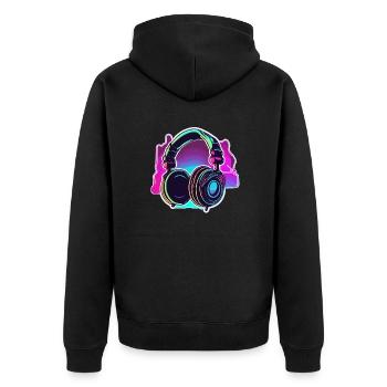 Casque / Audio / Musique / Son / Studio / Cool - Veste à capuche bio Premium Unisexe - noir - Dos - Nico (187cm)