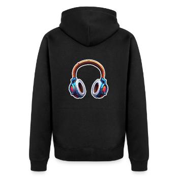 Kopfhörer / Audio / Musik / Klang / Studio / cool - Unisex Premium Bio Zip Hoodie - Schwarz - Hinten - Nico (187cm)