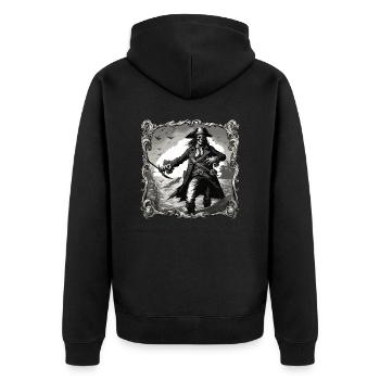 Pirate / Ahoy / Anchor / Captain / Skull / Rum - Unisex Premium Organic Zip Hoodie - black - Back - Nico (187cm)