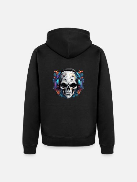 Headphones / Audio / Music / Skull / Cool - Unisex Premium Organic Zip Hoodie - black