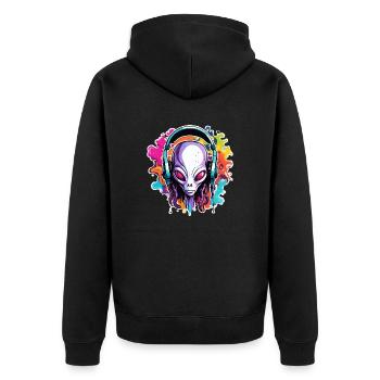 Kopfhörer / Audio / Musik / Alien / All / cool - Unisex Premium Bio Zip Hoodie - Schwarz - Hinten - Nico (187cm)