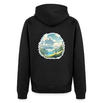 Anime / Comic / Japanisch / Zeichentrick / Cartoon - Unisex Premium Bio Zip Hoodie - Schwarz - Hinten - Nico (187cm)