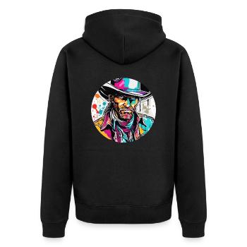 Cowboy / Wilde Westen / Wüste / Lasso / Rodeo - Unisex Premium Bio Zip Hoodie - Schwarz - Hinten - Nico (187cm)