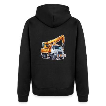 Kran / Baustelle / Seilwinde / Kransystem - Unisex Premium Bio Zip Hoodie - Schwarz - Hinten - Nico (187cm)