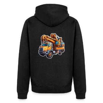Kran / Baustelle / Seilwinde / Kransystem - Unisex Premium Bio Zip Hoodie - Schwarz - Hinten - Nico (187cm)