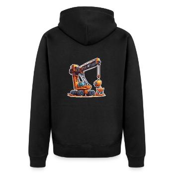 Kran / Baustelle / Seilwinde / Kransystem - Unisex Premium Bio Zip Hoodie - Schwarz - Hinten - Nico (187cm)