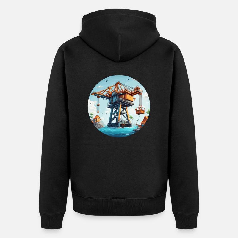Kran / Baustelle / Seilwinde / Kransystem - Unisex Premium Bio Zip Hoodie - Schwarz