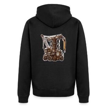 Kran / Baustelle / Seilwinde / Kransystem - Unisex Premium Bio Zip Hoodie - Schwarz - Hinten - Nico (187cm)