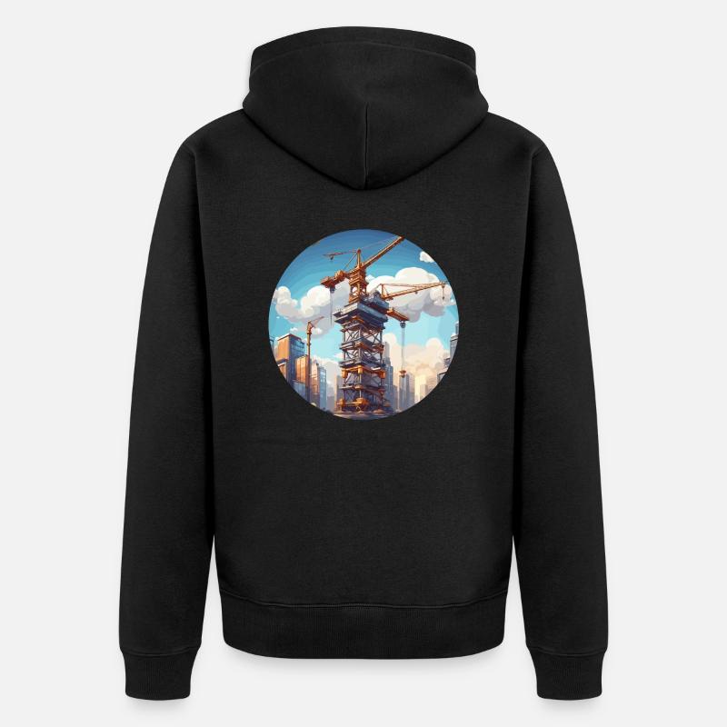 Kran / Baustelle / Seilwinde / Kransystem - Unisex Premium Bio Zip Hoodie - Schwarz