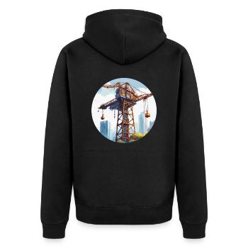 Kran / Baustelle / Seilwinde / Kransystem - Unisex Premium Bio Zip Hoodie - Schwarz - Hinten - Nico (187cm)