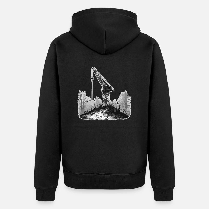 Kran / Baustelle / Seilwinde / Kransystem - Unisex Premium Bio Zip Hoodie - Schwarz