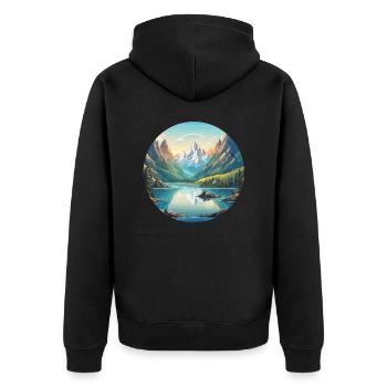 Montagne / Alpes / Sommet / Nature / Forêt / Rocher - Veste à capuche bio Premium Unisexe - noir - Dos - Nico (187cm)
