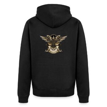 Retro Vektor Motorrad Adler Zeichen Zeichen Helm Motorrad - Unisex Premium Bio Zip Hoodie - Schwarz - Hinten - Nico (187cm)