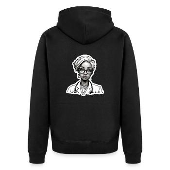Ärztin / Medizinerin / Doktor / Beruf / Fachärztin - Unisex Premium Bio Zip Hoodie - Schwarz - Hinten - Nico (187cm)