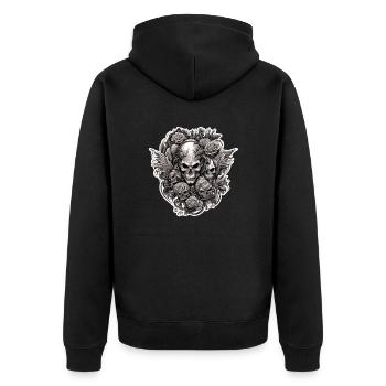 Crâne / crâne / squelette / gothique / tatouage - Veste à capuche bio Premium Unisexe - noir - Dos - Nico (187cm)