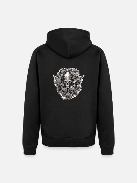 Skull / skull / skeleton / gothic / tattoo - Unisex Premium Organic Zip Hoodie - black