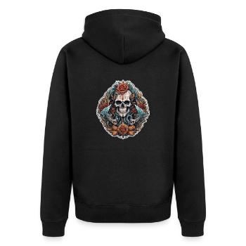 Crâne / crâne / squelette / gothique / tatouage - Veste à capuche bio Premium Unisexe - noir - Dos - Nico (187cm)