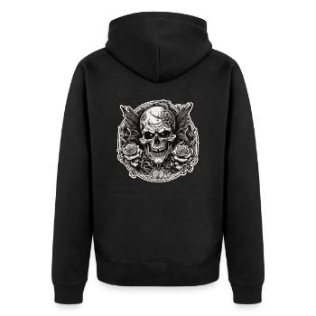 Crâne / crâne / squelette / gothique / tatouage - Veste à capuche bio Premium Unisexe - noir - Dos - Nico (187cm)