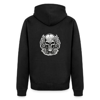 Crâne / crâne / squelette / gothique / tatouage - Veste à capuche bio Premium Unisexe - noir - Dos - Nico (187cm)