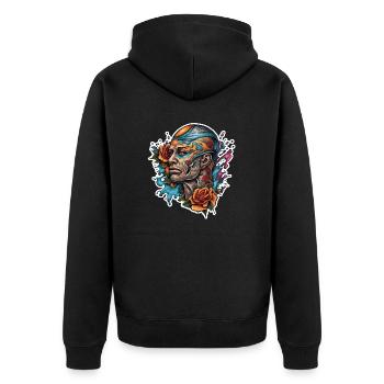 Homme / tatouage / cool / rock n roll / métal - Veste à capuche bio Premium Unisexe - noir - Dos - Nico (187cm)