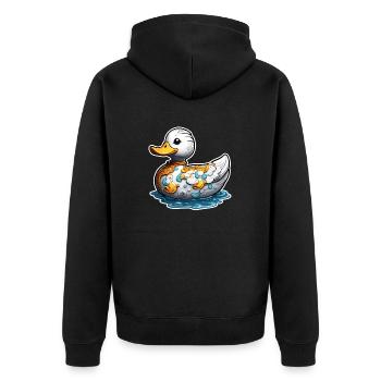 Gummiente / Badeente / Wasser / Badewanne - Unisex Premium Bio Zip Hoodie - Schwarz - Hinten - Nico (187cm)