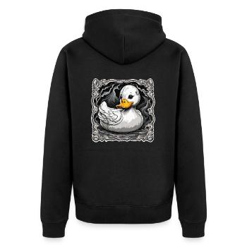 Gummiente / Badeente / Wasser / Badewanne - Unisex Premium Bio Zip Hoodie - Schwarz - Hinten - Nico (187cm)