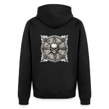 Compass / Cardinal Direction / Travel / Survival - Unisex Premium Organic Zip Hoodie - black - Back - Nico (187cm)