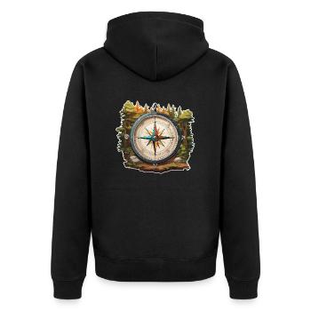 Compass / Cardinal Direction / Travel / Survival - Unisex Premium Organic Zip Hoodie - black - Back - Nico (187cm)