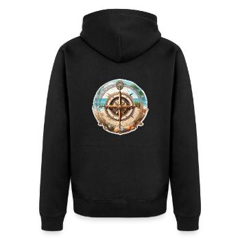 Compass / Cardinal Direction / Travel / Survival - Unisex Premium Organic Zip Hoodie - black - Back - Nico (187cm)