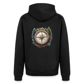 Compass / Cardinal Direction / Travel / Survival - Unisex Premium Organic Zip Hoodie - black - Back - Nico (187cm)