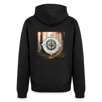 Compass / Cardinal Direction / Travel / Survival - Unisex Premium Organic Zip Hoodie - black - Back - Nico (187cm)
