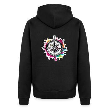 Compass / Cardinal Direction / Travel / Survival - Unisex Premium Organic Zip Hoodie - black - Back - Nico (187cm)