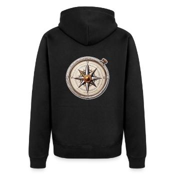 Compass / Cardinal Direction / Travel / Survival - Unisex Premium Organic Zip Hoodie - black - Back - Nico (187cm)