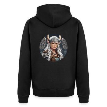 Wikinger / Thor / Odin / nordisch / keltisch - Unisex Premium Bio Zip Hoodie - Schwarz - Hinten - Nico (187cm)