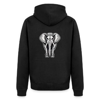 Elefant / Tier / Orientalisch / Blumen / Muster - Unisex Premium Bio Zip Hoodie - Schwarz - Hinten - Nico (187cm)
