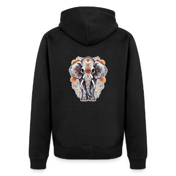La Catrina / Tattoo / Mexico / Animal / Elephant - Unisex Premium Organic Zip Hoodie - black - Back - Nico (187cm)