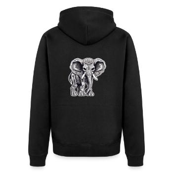 La Catrina/ Tattoo / Mexiko / Tier / Elefant - Unisex Premium Bio Zip Hoodie - Schwarz - Hinten - Nico (187cm)