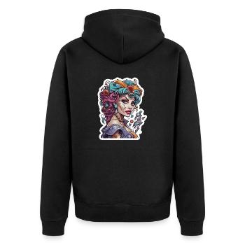 diabolical woman / blood / gothic / heavy metal - Unisex Premium Organic Zip Hoodie - black - Back - Nico (187cm)