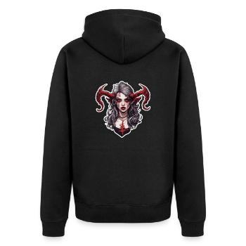 diabolical woman / blood / gothic / heavy metal - Unisex Premium Organic Zip Hoodie - black - Back - Nico (187cm)