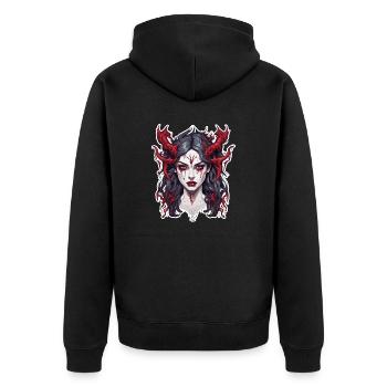 diabolical woman / blood / gothic / heavy metal - Unisex Premium Organic Zip Hoodie - black - Back - Nico (187cm)