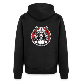 diabolical woman / blood / gothic / heavy metal - Unisex Premium Organic Zip Hoodie - black - Back - Nico (187cm)