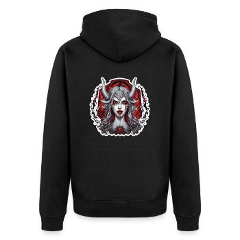 diabolical woman / blood / gothic / heavy metal - Unisex Premium Organic Zip Hoodie - black - Back - Nico (187cm)