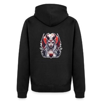 diabolical woman / blood / gothic / heavy metal - Unisex Premium Organic Zip Hoodie - black - Back - Nico (187cm)