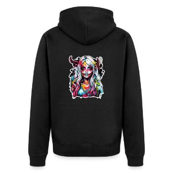 diabolical woman / blood / gothic / heavy metal - Unisex Premium Organic Zip Hoodie - black - Back - Nico (187cm)