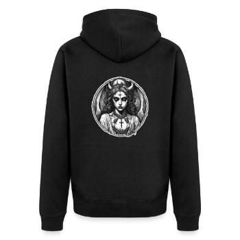diabolical woman / blood / gothic / heavy metal - Unisex Premium Organic Zip Hoodie - black - Back - Nico (187cm)