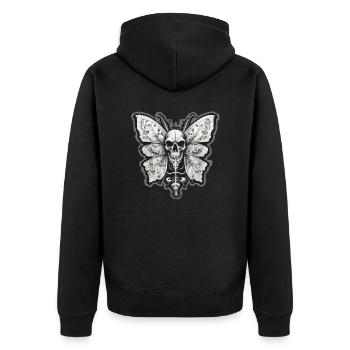 Motte / Tier / Insekt / Larve / Schädling - Unisex Premium Bio Zip Hoodie - Schwarz - Hinten - Nico (187cm)