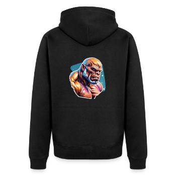 Bodybuilder / Sports / Fitness / Monkey / Muscles - Unisex Premium Organic Zip Hoodie - black - Back - Nico (187cm)
