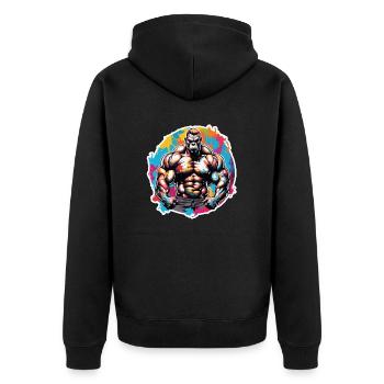 Bodybuilder / Sports / Fitness / Monkey / Muscles - Unisex Premium Organic Zip Hoodie - black - Back - Nico (187cm)