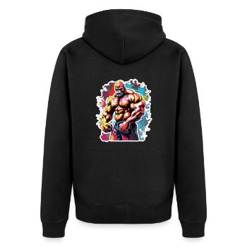 Bodybuilder / Sports / Fitness / Monkey / Muscles - Unisex Premium Organic Zip Hoodie - black - Back - Nico (187cm)